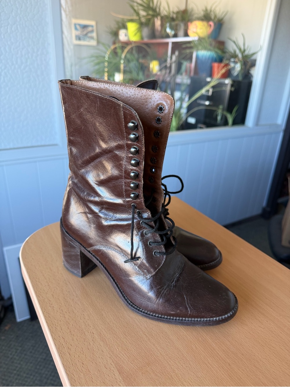 Vintage Made in Italy Lace-Up Leather Ankle Boots